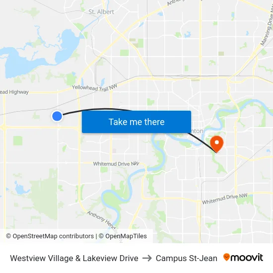 Westview Village & Lakeview Drive to Campus St-Jean map