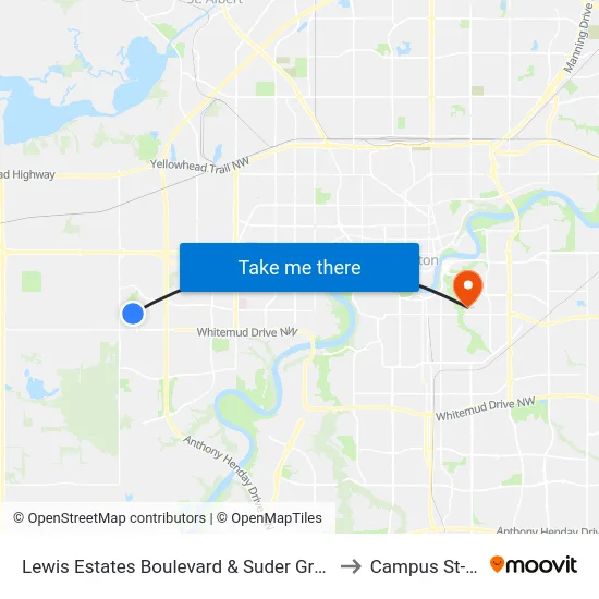 Lewis Estates Boulevard & Suder Greens Drive to Campus St-Jean map