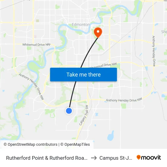 Rutherford Point & Rutherford Road SW to Campus St-Jean map