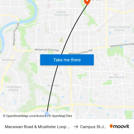 Macewan Road & Mcallister Loop W SW to Campus St-Jean map
