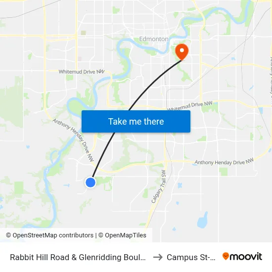 Rabbit Hill Road & Glenridding Boulevard SW to Campus St-Jean map