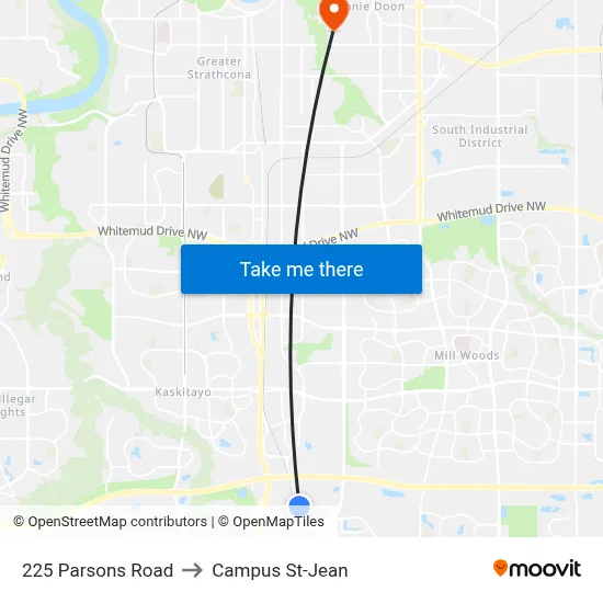 225 Parsons Road to Campus St-Jean map