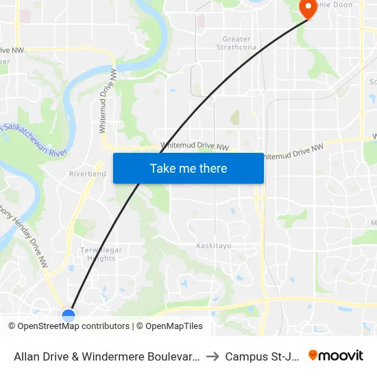 Allan Drive & Windermere Boulevard SW to Campus St-Jean map