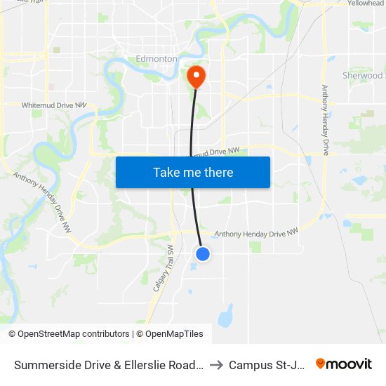 Summerside Drive & Ellerslie Road SW to Campus St-Jean map