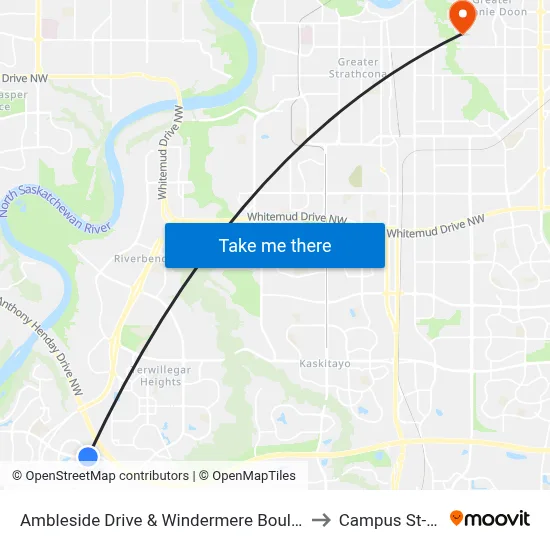 Ambleside Drive & Windermere Boulevard SW to Campus St-Jean map