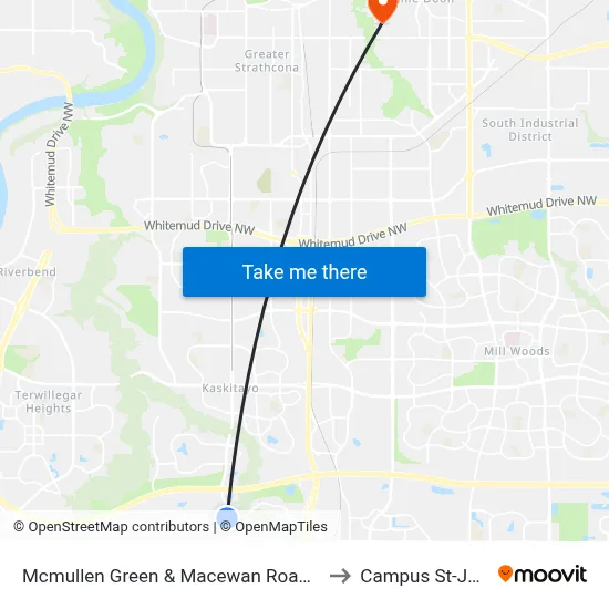 Mcmullen Green & Macewan Road SW to Campus St-Jean map