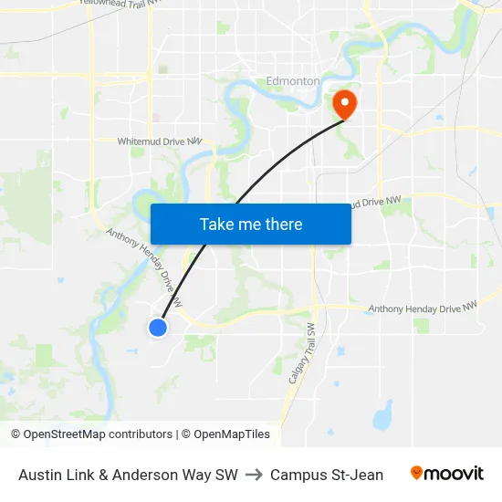 Austin Link & Anderson Way SW to Campus St-Jean map