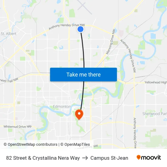 82 Street & Crystallina Nera Way to Campus St-Jean map