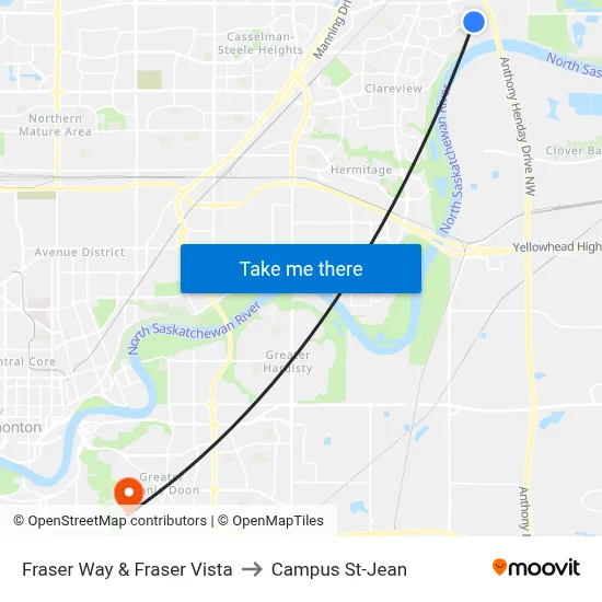 Fraser Way & Fraser Vista to Campus St-Jean map