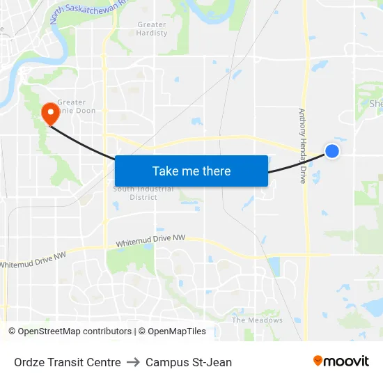 Ordze Transit Centre to Campus St-Jean map