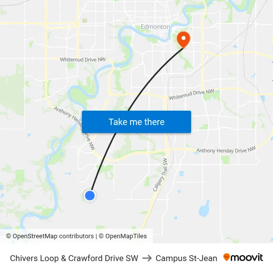 Chivers Loop & Crawford Drive SW to Campus St-Jean map