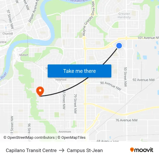 Capilano Transit Centre to Campus St-Jean map