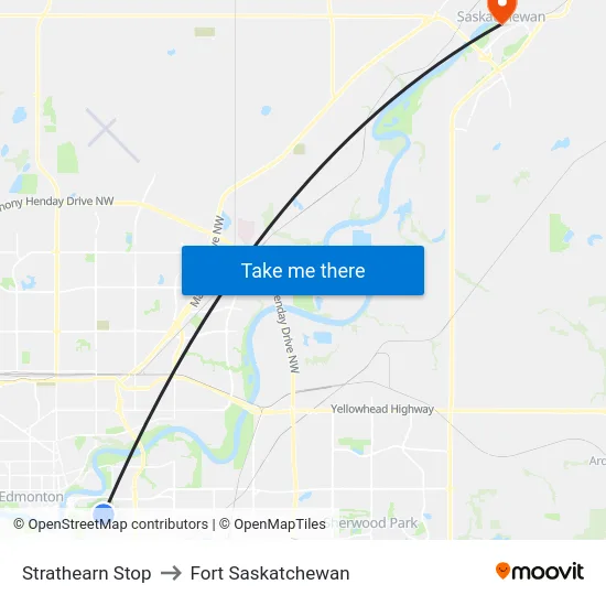 Strathearn Stop to Fort Saskatchewan map
