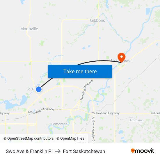 Swc Ave & Franklin Pl to Fort Saskatchewan map