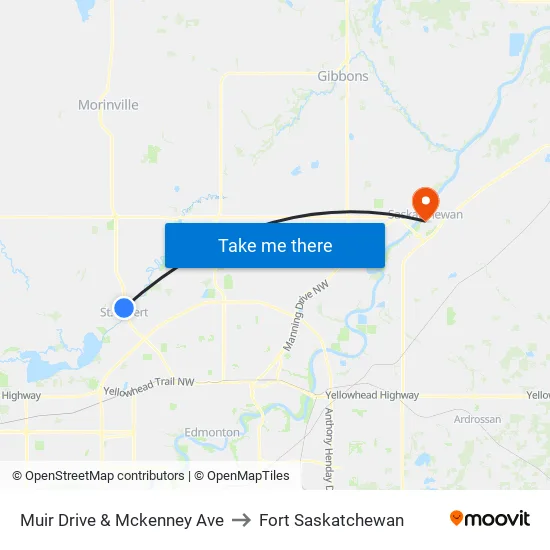 Muir Drive & Mckenney Ave to Fort Saskatchewan map