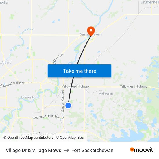 Village Dr & Village Mews to Fort Saskatchewan map