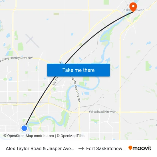 Alex Taylor Road & Jasper Avenue to Fort Saskatchewan map