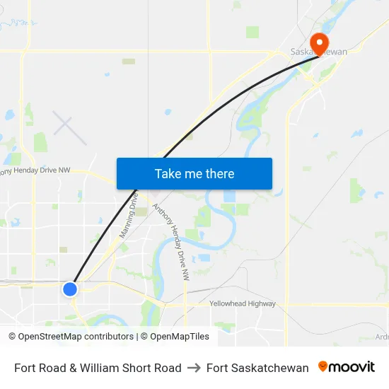 Fort Road & William Short Road to Fort Saskatchewan map