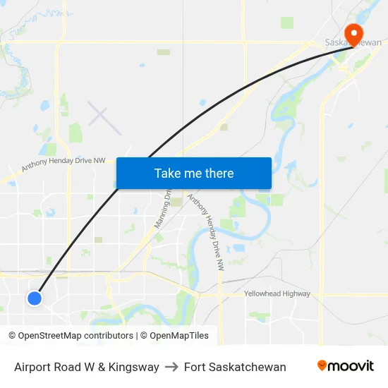 Airport Road W & Kingsway to Fort Saskatchewan map