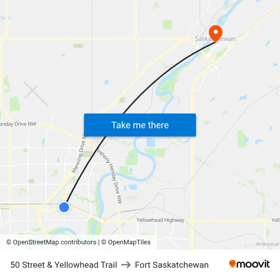 50 Street & Yellowhead Trail to Fort Saskatchewan map