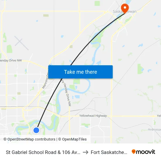 St Gabriel School Road & 106 Avenue to Fort Saskatchewan map