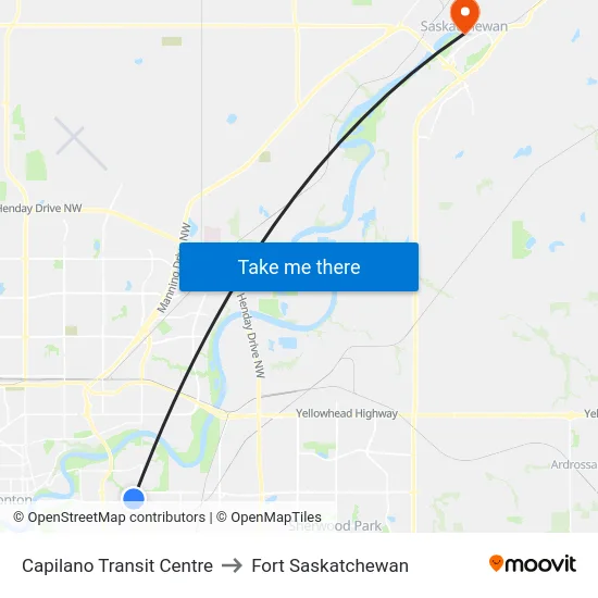 Capilano Transit Centre to Fort Saskatchewan map
