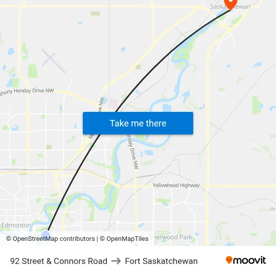 92 Street & Connors Road to Fort Saskatchewan map