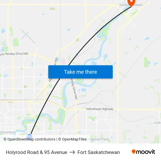 Holyrood Road & 95 Avenue to Fort Saskatchewan map