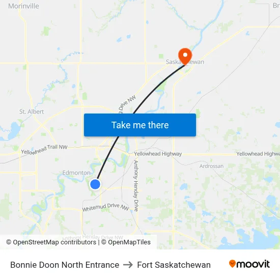 Bonnie Doon North Entrance to Fort Saskatchewan map