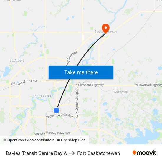 Davies Transit Centre Bay A to Fort Saskatchewan map