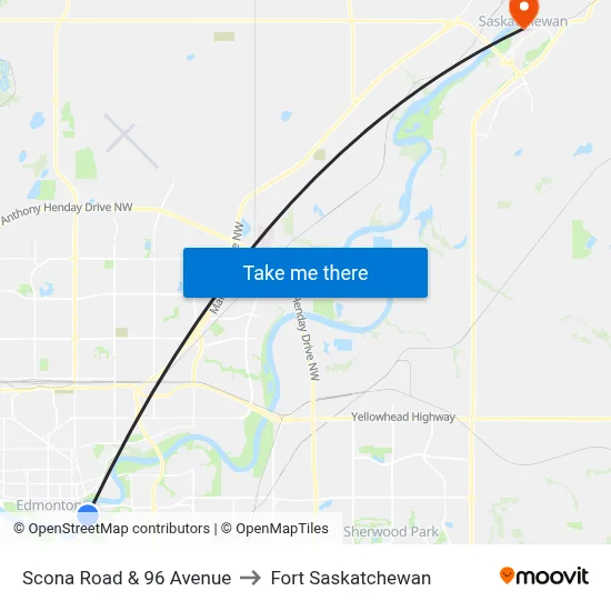 Scona Road & 96 Avenue to Fort Saskatchewan map