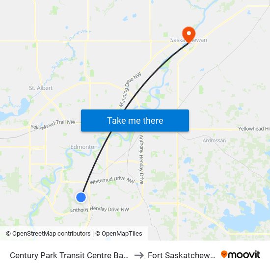 Century Park Transit Centre Bay P to Fort Saskatchewan map