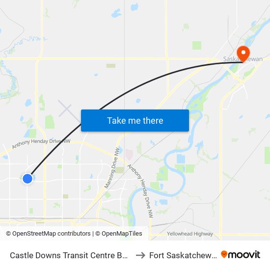 Castle Downs Transit Centre Bay C to Fort Saskatchewan map