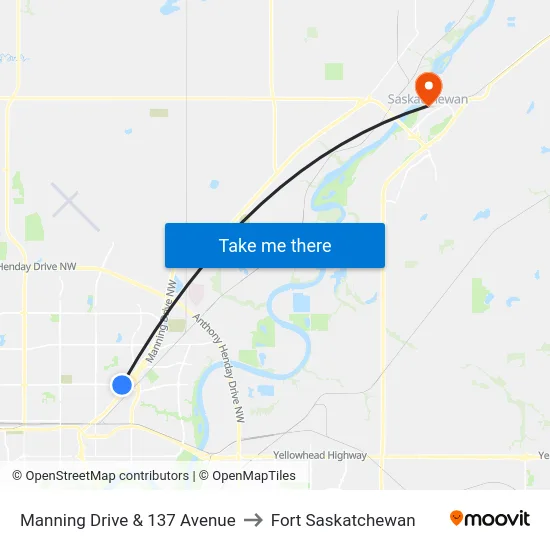 Manning Drive & 137 Avenue to Fort Saskatchewan map