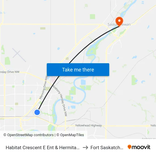 Habitat Crescent E Ent & Hermitage Road to Fort Saskatchewan map