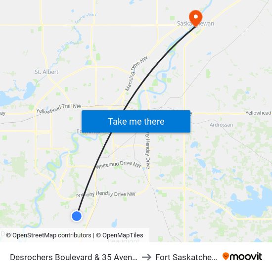 Desrochers Boulevard & 35 Avenue SW to Fort Saskatchewan map
