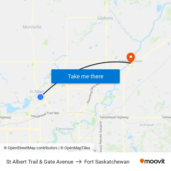 St Albert Trail & Gate Avenue to Fort Saskatchewan map