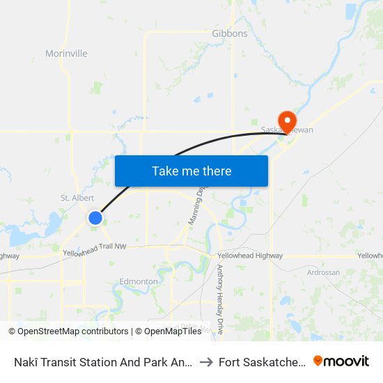 Nakî Transit Station And Park And Ride to Fort Saskatchewan map