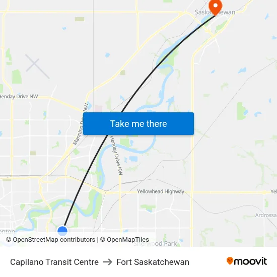 Capilano Transit Centre to Fort Saskatchewan map