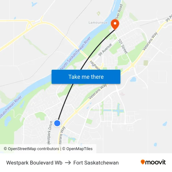 Westpark Boulevard Wb to Fort Saskatchewan map