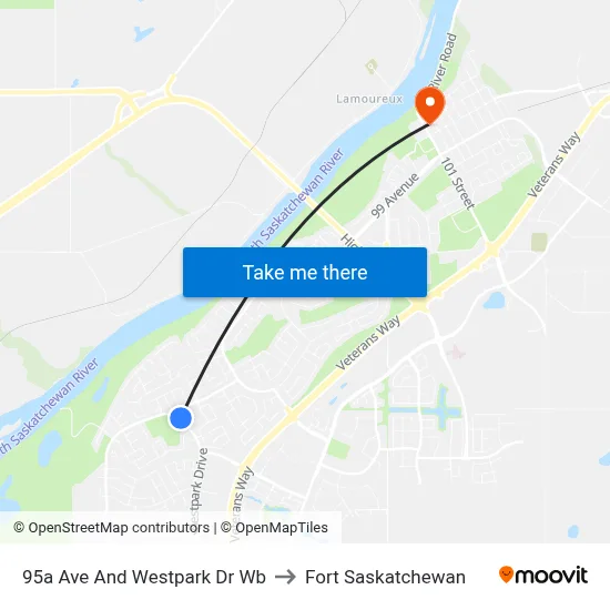 95a Ave And Westpark Dr Wb to Fort Saskatchewan map