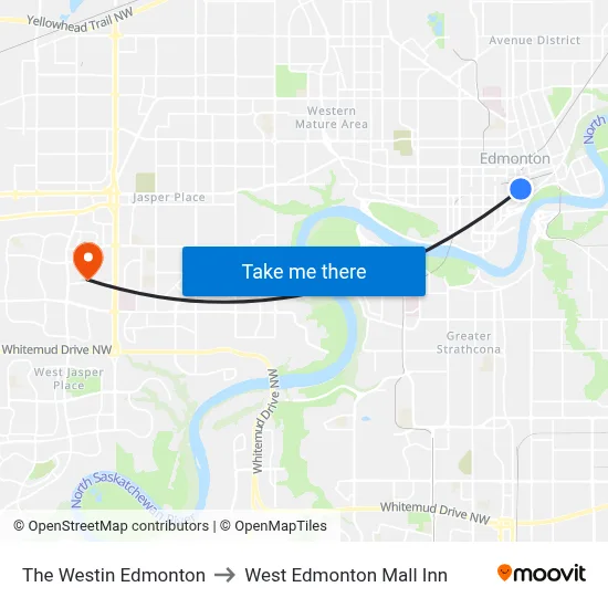 The Westin Edmonton to West Edmonton Mall Inn map