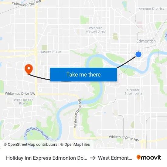 Holiday Inn Express Edmonton Downtown an IHG Hotel to West Edmonton Mall Inn map