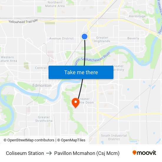 Coliseum Station to Pavillon Mcmahon (Csj Mcm) map