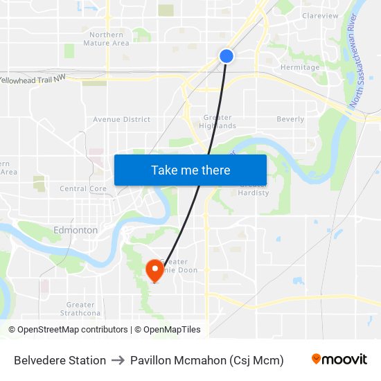 Belvedere Station to Pavillon Mcmahon (Csj Mcm) map