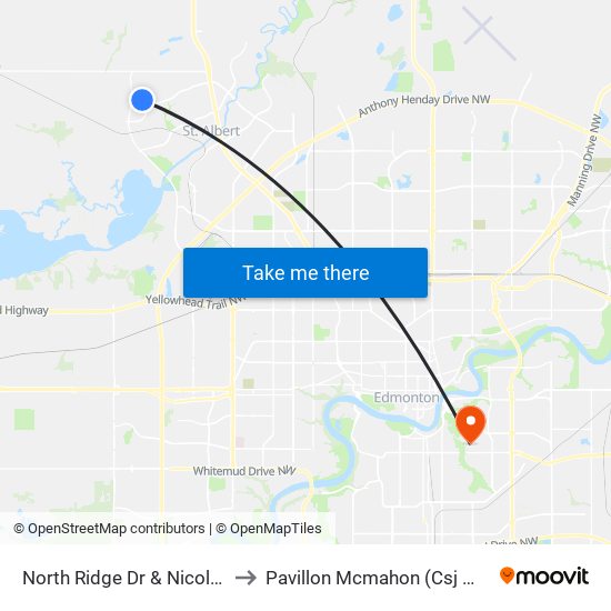 North Ridge Dr & Nicola Rd to Pavillon Mcmahon (Csj Mcm) map