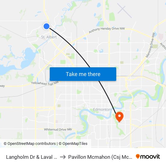 Langholm Dr & Laval Dr to Pavillon Mcmahon (Csj Mcm) map