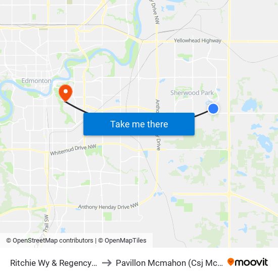 Ritchie Wy & Regency Dr to Pavillon Mcmahon (Csj Mcm) map