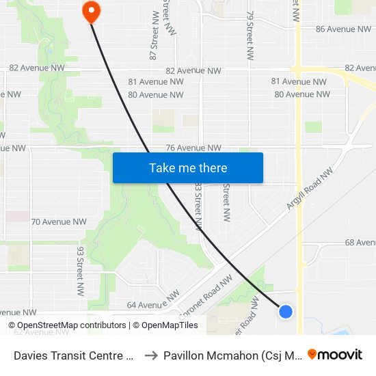 Davies Transit Centre Bay I to Pavillon Mcmahon (Csj Mcm) map