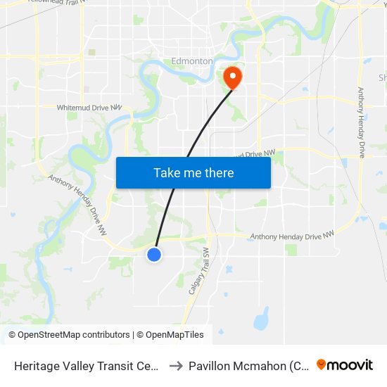 Heritage Valley Transit Centre Bay C to Pavillon Mcmahon (Csj Mcm) map